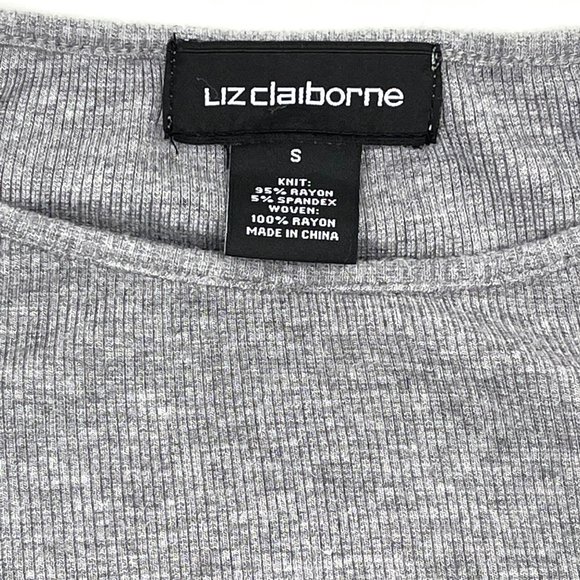 Liz Claiborne Rib-Knit Casual Top Tunic 3/4-Sleeve Scoop-Neck Sz. S - Picture 2 of 3